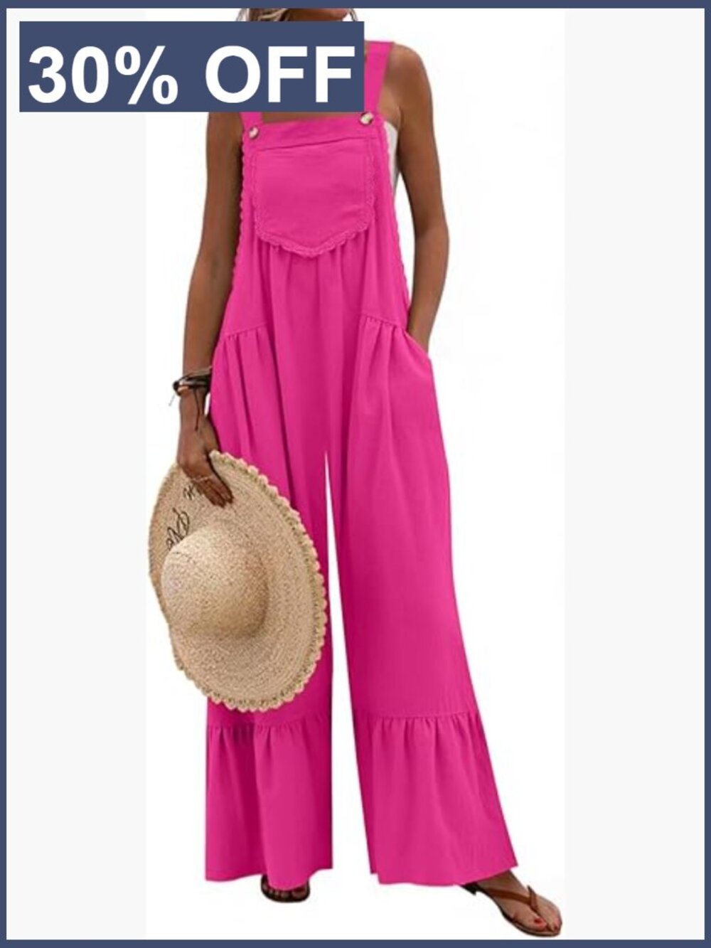 Women's Lace Overalls Jumpsuit Wide Leg Ruffle Romper with Pockets Summer